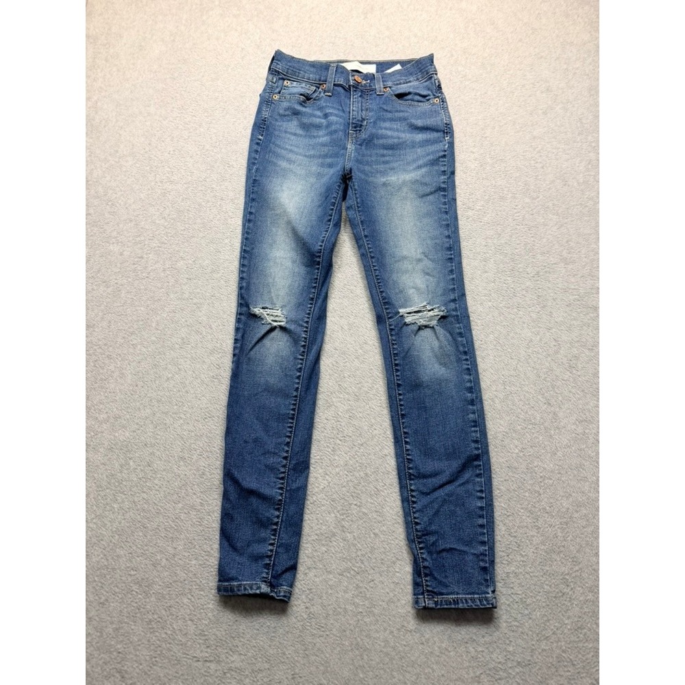 Signature Levi Strauss Gold Label High Rise Jeggings Distressed Blue Size 3 W26